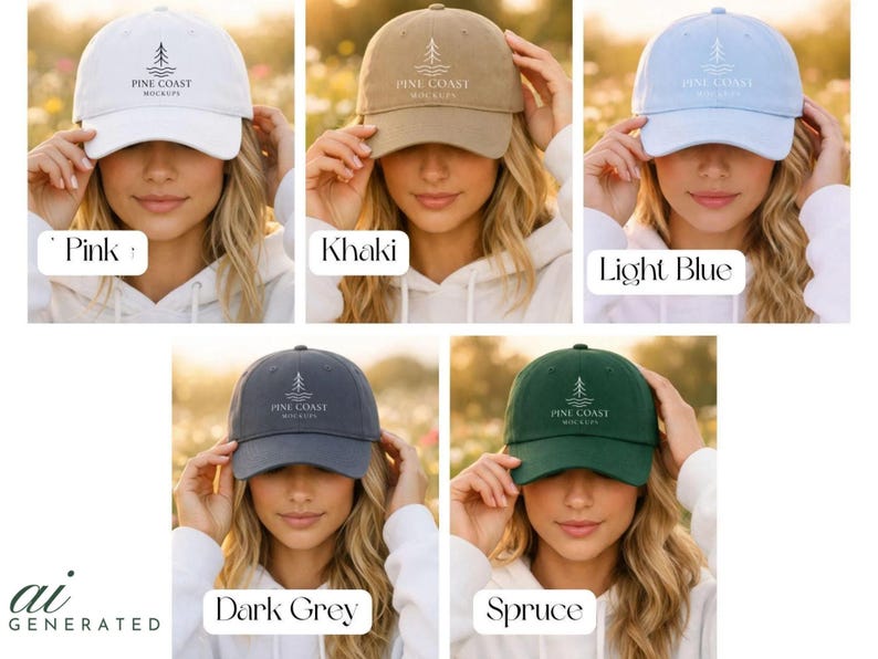 Yupoong 6245CM Classic Dad Hat Baseball Cap Female Spring Printify Embroidered Mockup Bundle (JPG) image 2