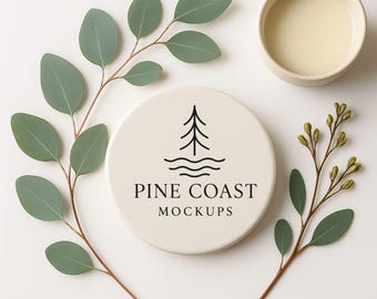 White Round Sublimation Coaster Mockup (JPG)