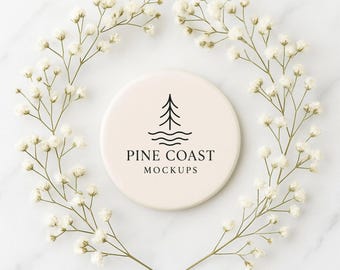 White Round Sublimation Coaster Mockup (JPG)