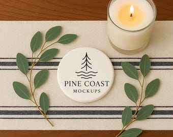 White Round Sublimation Coaster Mockup (JPG)
