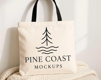 Black Handle Canvas Tote Bag Mockup (JPG)