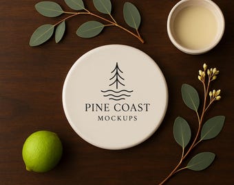 White Round Sublimation Coaster Mockup (JPG)