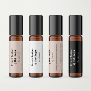 Custom Perfume Roller Bottle Labels, Lip Gloss Packaging Design, Essential Oil Blend Sticker, Aromatherapy Roll On Label Template・Juniper
