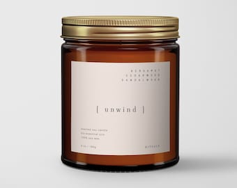Custom Candle Labels Template, Candle Jar Editable Label Design, DIY Candle Sticker・Unwind