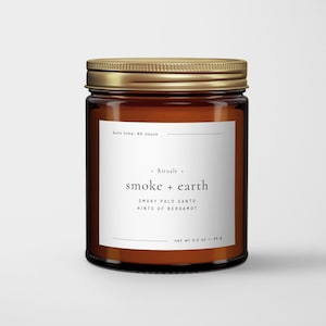 Minimal Candle Label Design, Candle Jar Label Template Editable, Minimalist Candle Packaging, Product Label Template Digital DownloadSmoke image 1