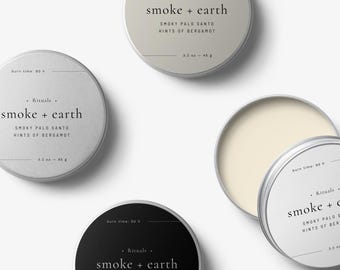 Round Tin Labels for Lip Balm, Editable Lip Gloss Label Template, Cosmetic Packaging, Minimalist Product Labels Stickers 1.25, 1.5"・Smoke