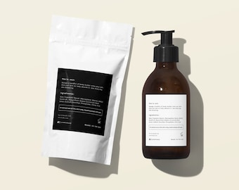 Coffee Packaging Labels Template DIY, Editable Pouch Product Labels Stickers with Ingredients, Custom Packaging for Tea, Bath Salt・Cedarwood