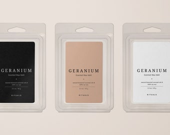 Minimal Candle Wax Melt Labels, Editable Label Template for Wax Melts Packaging, Customized Wax Stickers Labels for Candle Business・Geranium