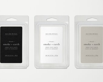 Minimal Candle Wax Melt Labels Stickers, Editable Wax Melt Label Template, Custom Candle Label Design, Wax Melt Template Download 2x3・Smoke