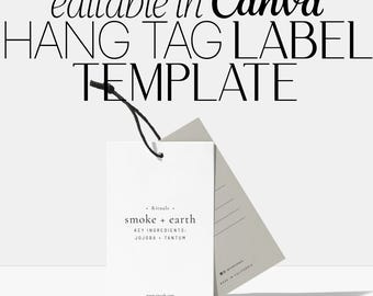 Editable Pricing Tag Template 2x3.5" Hang Tags for Products, Canva Digital Labels, Easy Custom Price Tags for Branding & Retail・Smoke