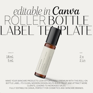 Essential Oil Roller Label Template DIY, Oil Blend Roll-on Label Design, Editable Product Labels, Roller Ball 10ml Sticker・Cedarwood