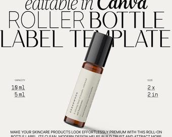 Essential Oil Roller Label Template DIY, Oil Blend Roll-on Label Design, Editable Product Labels, Roller Ball 10ml Sticker・Cedarwood