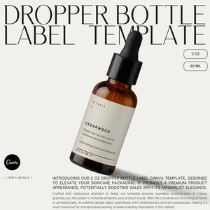 Modello Canva: etichetta modificabile per farmacia per flacone da 2 once con contagocce, modello di etichetta per prodotti per la cura della pelle Avery・Cedarwood