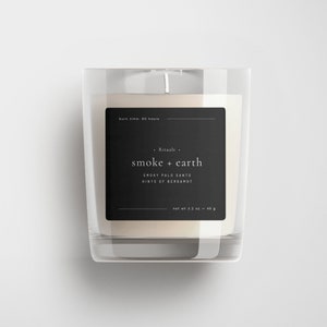 Minimal Candle Label Design, Candle Jar Label Template Editable, Minimalist Candle Packaging, Product Label Template Digital DownloadSmoke image 6