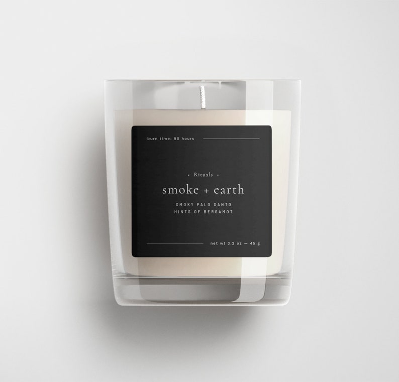 Minimal Candle Label Design, Candle Jar Label Template Editable, Minimalist Candle Packaging, Product Label Template Digital DownloadSmoke image 6
