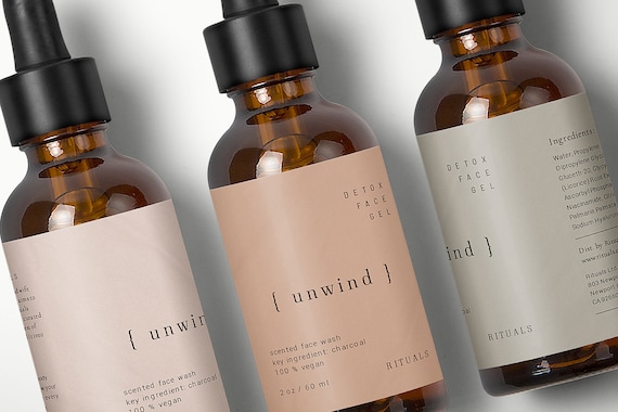 Labels For Tincture Glass Dropper Bottle 2 Oz, Serum Product Label.