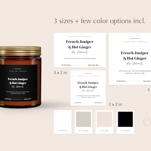 Minimal Candle Label Design, Candle Jar Label Template Editable, Minimalist Candle Packaging, Product Label Template Digital DownloadSmoke image 2