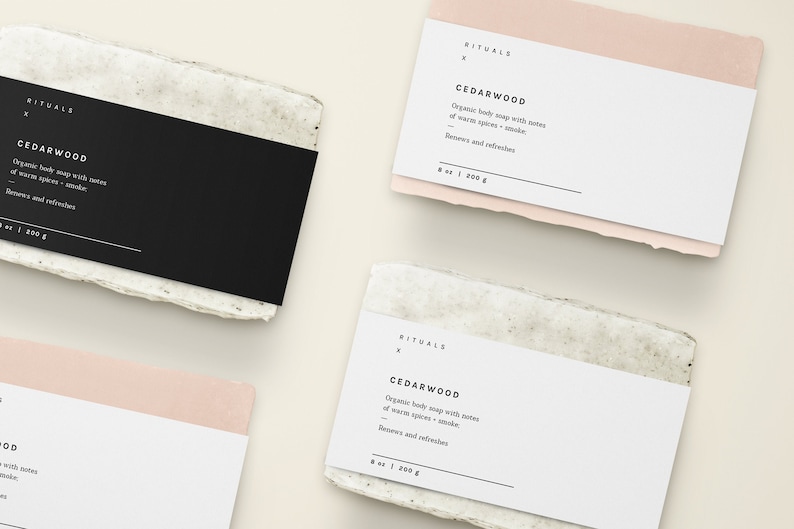 Printable Custom Soap Bar Labels Template DIY — Editable Soap Packaging Label — Hand Soap Label Stickers Template 8.5x2"・Cedarwood image 2