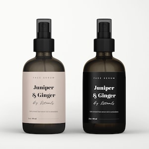Modern 4 oz Room Spray Bottle Label Template, Wrap Label Sticker for Body Spray Product Printable Template for Cosmetic Label Design・Juniper