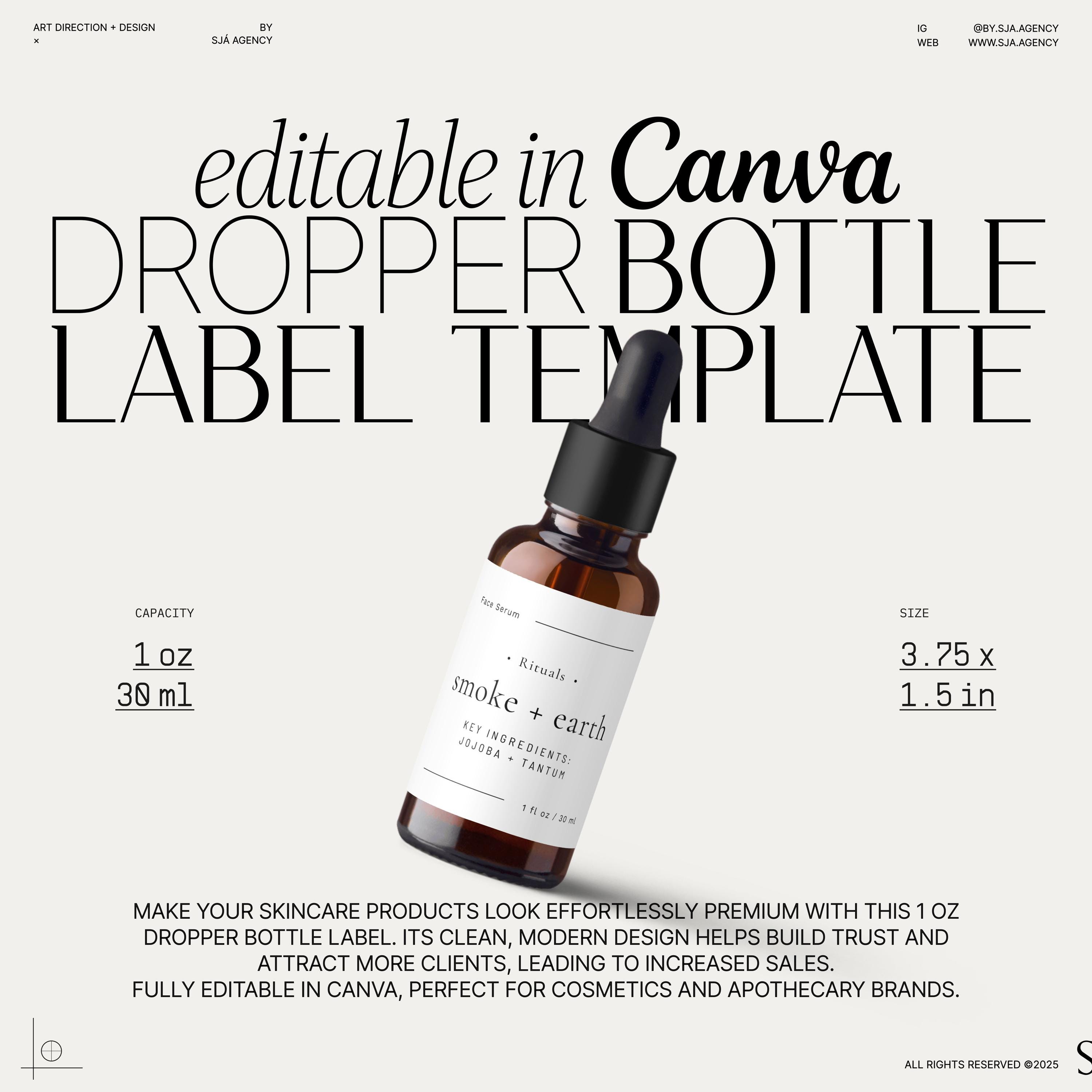 DIY Editable Dropper Bottle Label Template, 1 Oz Printable 