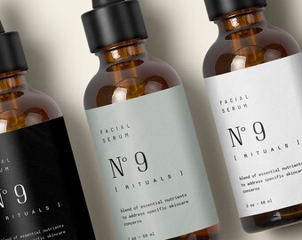 Beard Oil Label Template DIY — 2 oz Dropper Bottle Label Template — Hair Product Packaging Label Design — Personalized Skincare Labels・No.9