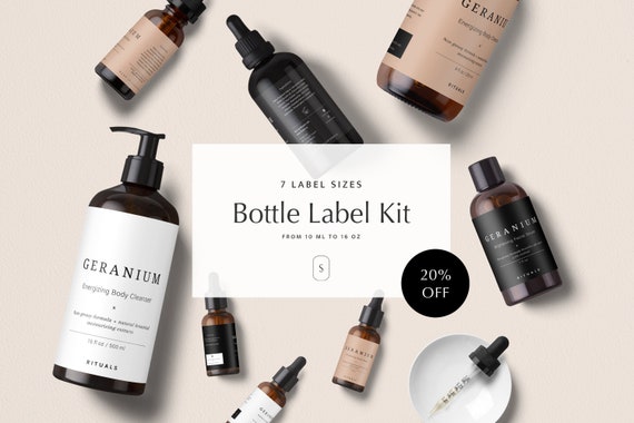 Beauty Product Label Template Editable, Custom Cosmetic Labels.