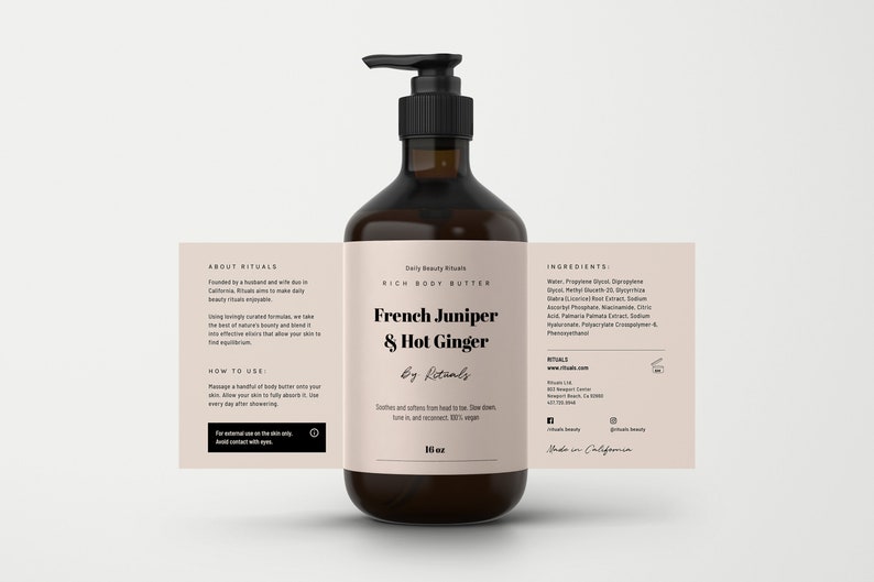 Shampoo Bottle Labels Template Body Balm Bottle Printable Etsy