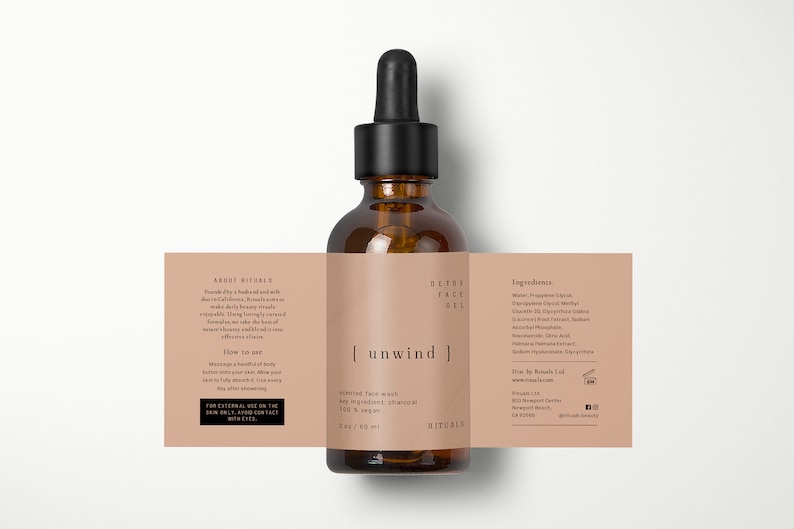 Labels for Tincture Glass Dropper Bottle 2 Oz, Serum Product Label ...
