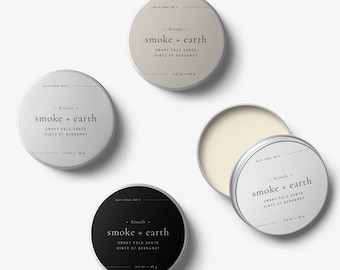 Round Tin Labels for Lip Balm, Editable Lip Scrub Labels Template Cosmetic Packaging, Minimalist Product Labels Stickers 1.25, 1.5"・Smoke