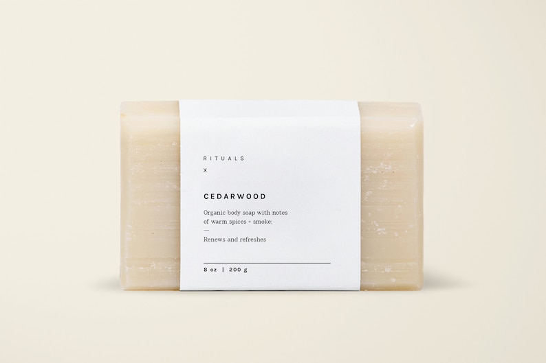Printable Custom Soap Bar Labels Template DIY — Editable Soap Packaging Label — Hand Soap Label Stickers Template 8.5x2"・Cedarwood image 1