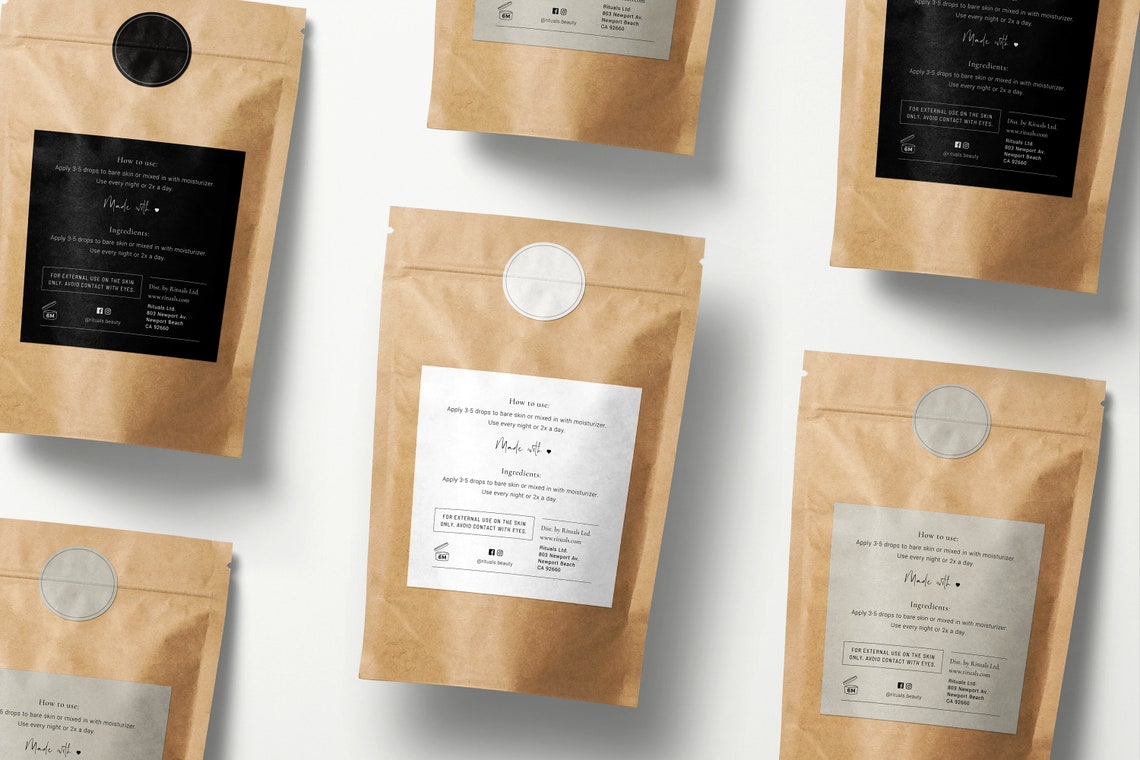 Editable Pouch Back Labels Template — Cosmetic Pouch Product Label ...