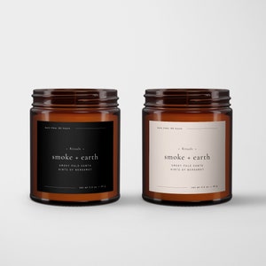 Minimal Candle Label Design, Candle Jar Label Template Editable, Minimalist Candle Packaging, Product Label Template Digital DownloadSmoke image 5