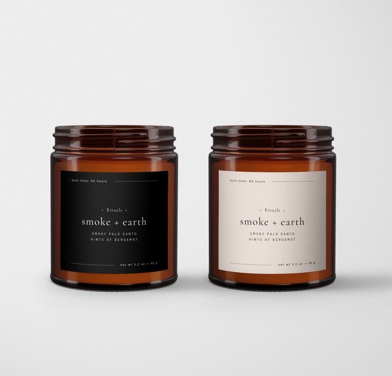 Minimal Candle Label Design, Candle Jar Label Template Editable, Minimalist Candle Packaging, Product Label Template Digital DownloadSmoke image 5