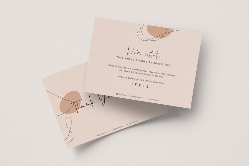 Thank You Coupon Code Order Insert Card Template Printable Etsy