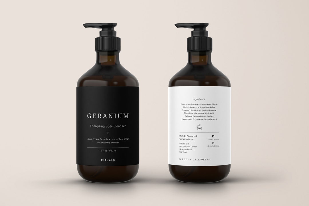 Body Wash Label Template, Custom Lotion Labels, Spa Product Label