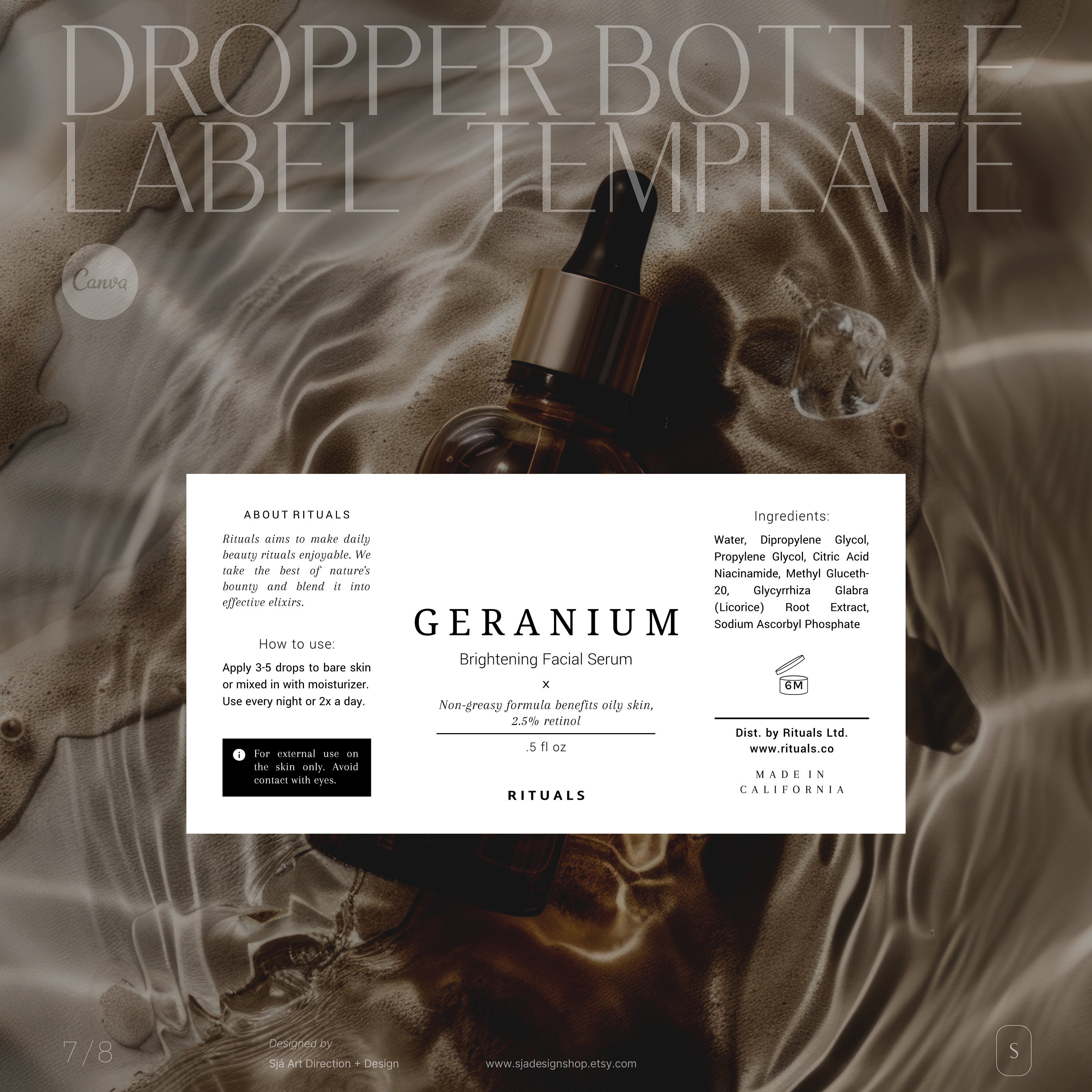 Minimalist Dropper Bottle Label Template for CANVA, Oil Label Design ...