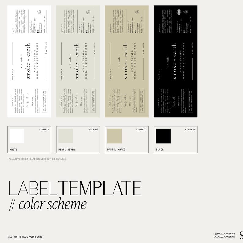 Pump Bottle Sticker Label Template DIY, Body Wash Product Label Design, Premade Wrap Around Bottle Label Template 8 oz — 16 oz・Smoke image 2