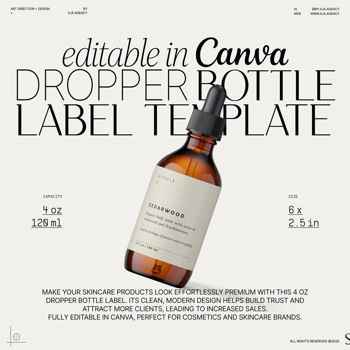 Custom Cosmetic Labels 4 Oz Potion Bottle, Editable Template Digital ...