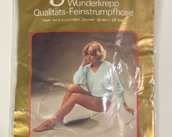 Vintage Gracia Wunderkrepp panty, nieuw in doos, jaren 80, retro maillot, sabelbruin, plus size, ongebruikt.