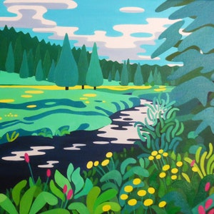 Creek Surrounded by Greens and Yellows