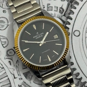 Vintage Breitling men’s automatic watch Date  function Dial Black swiss made authentic
