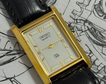 Vintage Seiko 7N33-5028 Gold Tone Black Dial Quartz Watch - Etsy