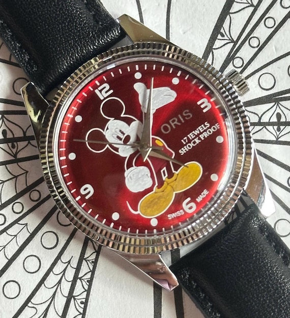 Vintage ORIS Mickey Mouse Watch: Swiss Made Mechanical Wristwatch