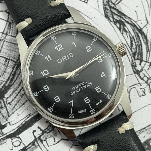 Oris Hand winding Dial black Vintage Watch Swiss 96 Mechanical Men’s Model Free Shipping