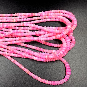 Pink Ethiopian Opal Rondelle, Gemstone Beads, Pink Opal Beads, 3-5mm Opal Rondelle, Fire Pink Opal Smooth Beads, Jewelry Making Beads, Sale
