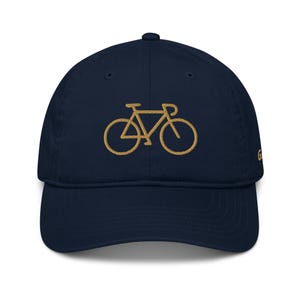 ICONIC. Cap – Bicycle Edition | Organic baseball cap with bike icon | Pacific blue with old gold embroidery | Head.Gallery®
