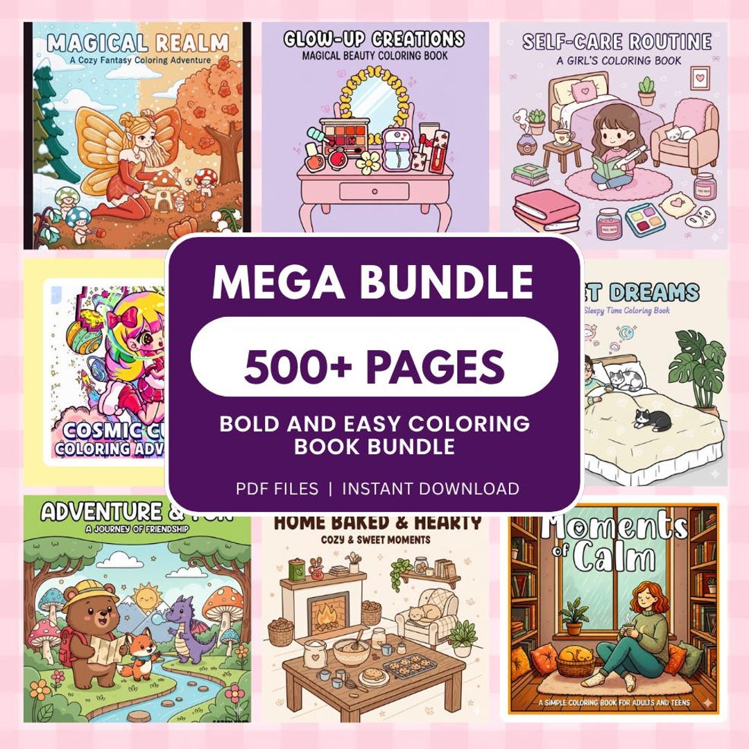 500+ Coco Wyo Style Digital Coloring Books Bundle Bold and Easy Girls ...