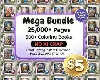 Pakiet ponad 500 ręcznie rysowanych kolorowanek, ponad 25 000 stron (do natychmiastowego pobrania)