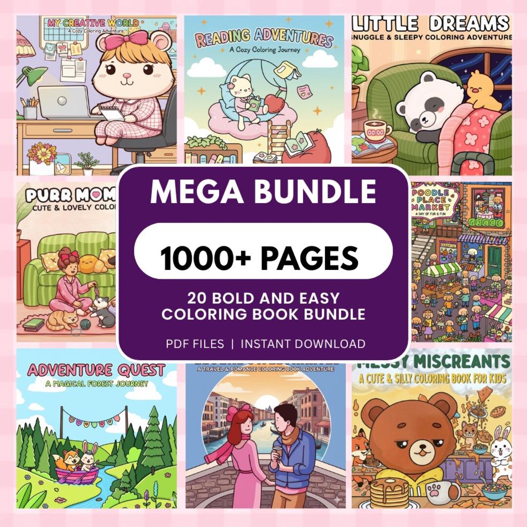 Coco Wyo Style Bold and Easy Coloring Book Bundle 1000+ Digital Pages ...