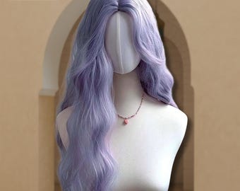 Dreamy Purple Wavy Long Wig, Heat Resistant U Part Lace Synthetic Hairpiece for Women, Daily Wear and Party Wig, Gift for Her